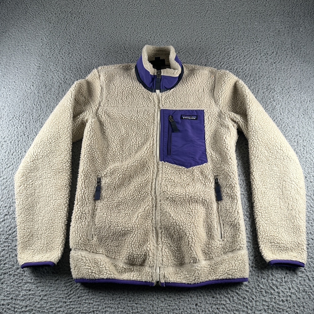 Patagonia Retro-X Fleece Jacket Womens S White Purple Full Zip Pockets Pile